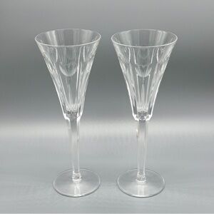 Pair Vintage Waterford Crystal Millennium Love Hearts Toasting Champagne Flutes